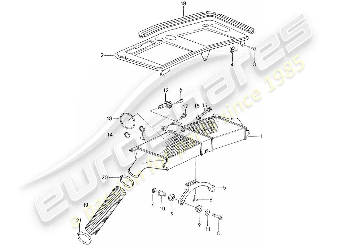 porsche 993 (1995) charge air cooler part diagram