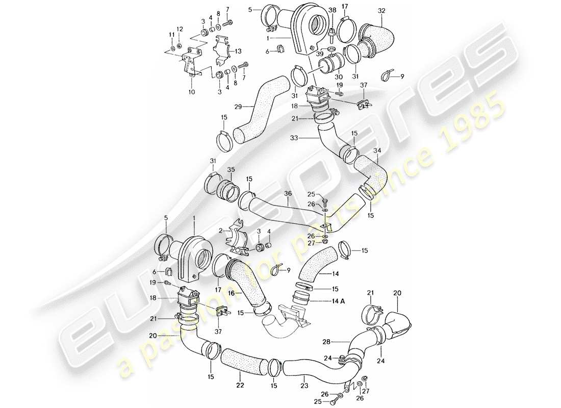 porsche 964 (1993) additional blower part diagram