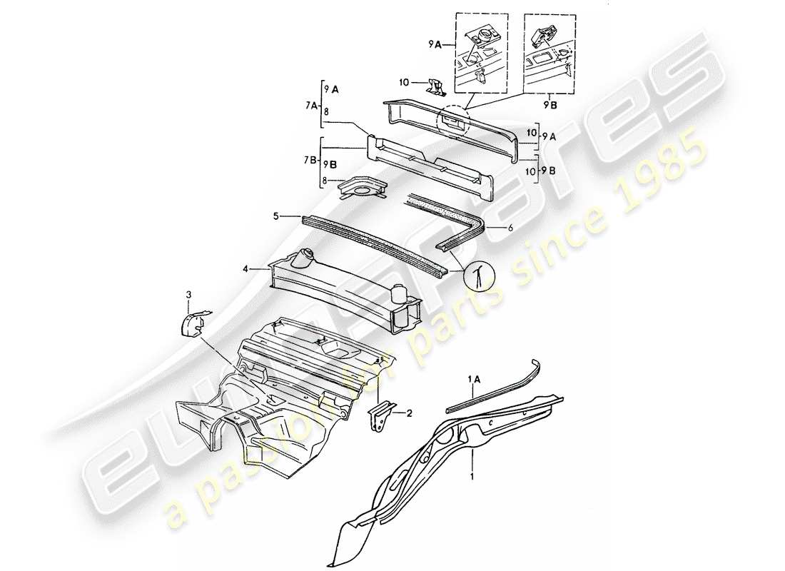 porsche 964 (1993) frame part diagram