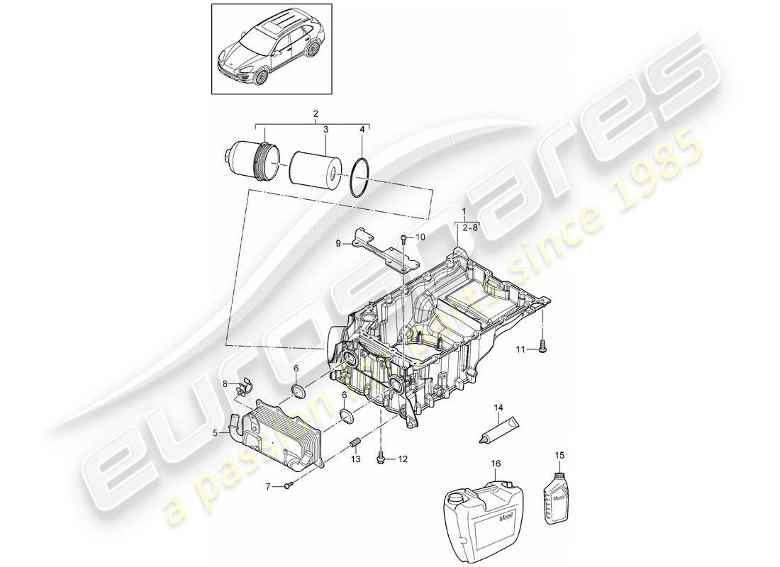 porsche cayenne e2 (2015) oil-conducting housing part diagram