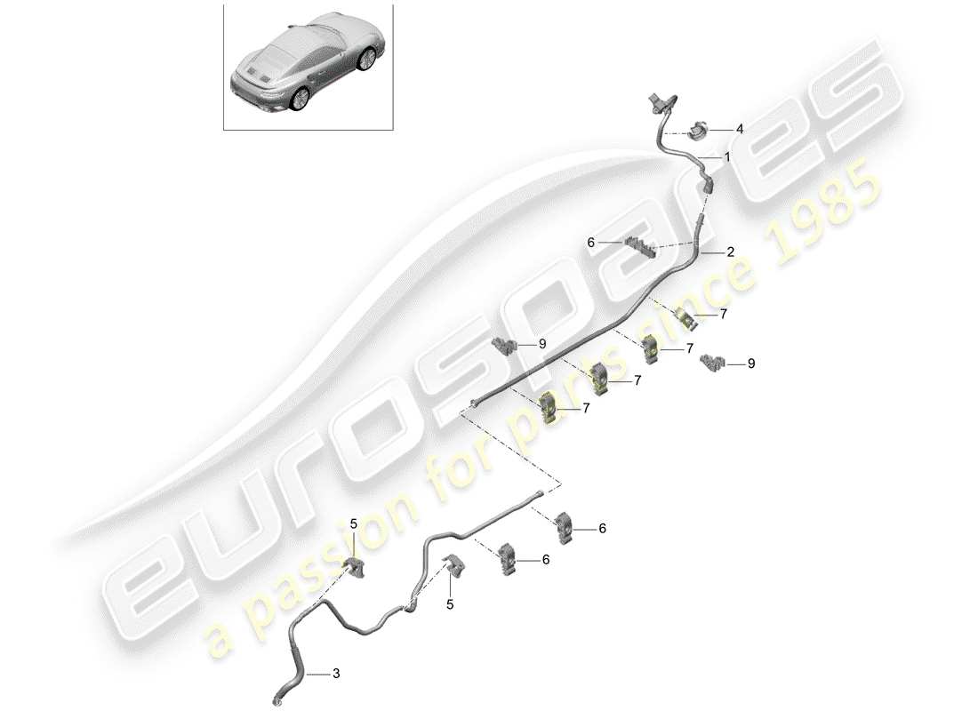 porsche 991 turbo (2014) vacuum line part diagram