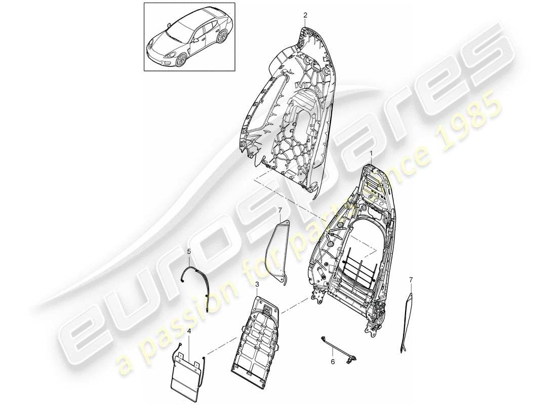 porsche panamera 970 (2015) backrest shell part diagram