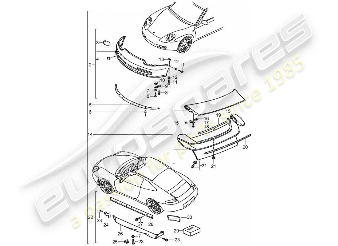 porsche tequipment catalogue (2003) aerokit part diagram