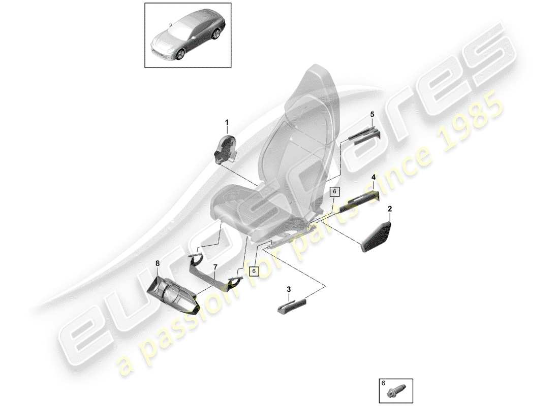 porsche panamera 971 (2019) seat part diagram