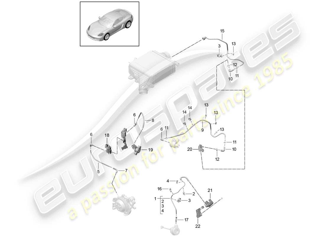 porsche 718 cayman (2018) control line part diagram