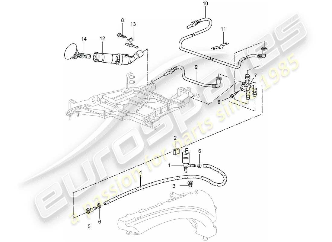 porsche 996 (2002) headlight washer system - d - mj 2002>> part diagram