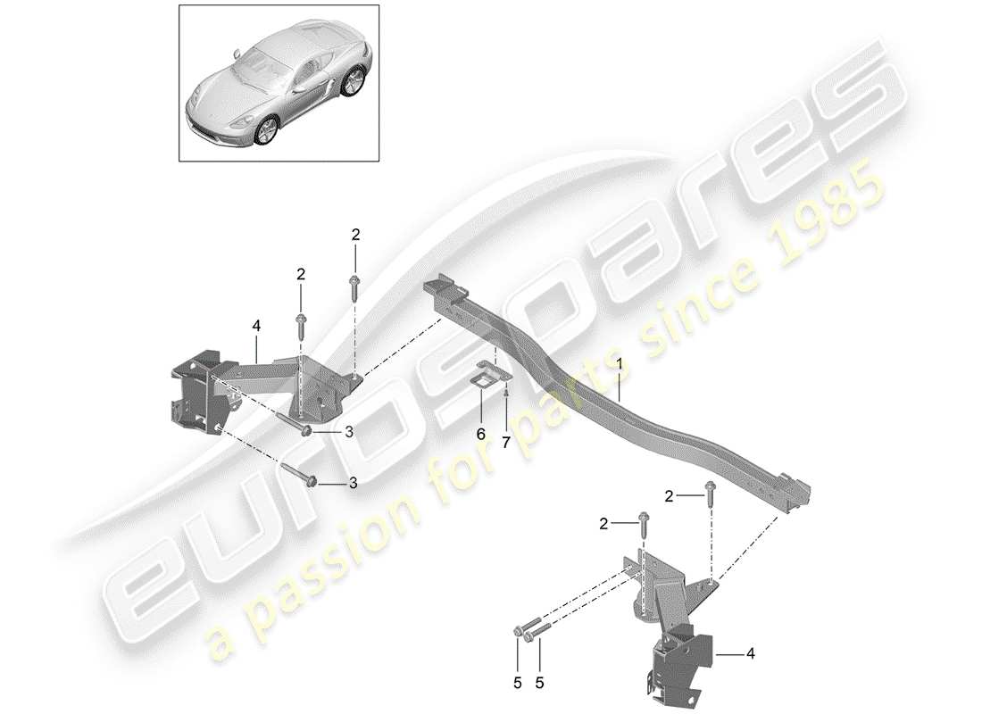 porsche 718 cayman (2020) cross member part diagram