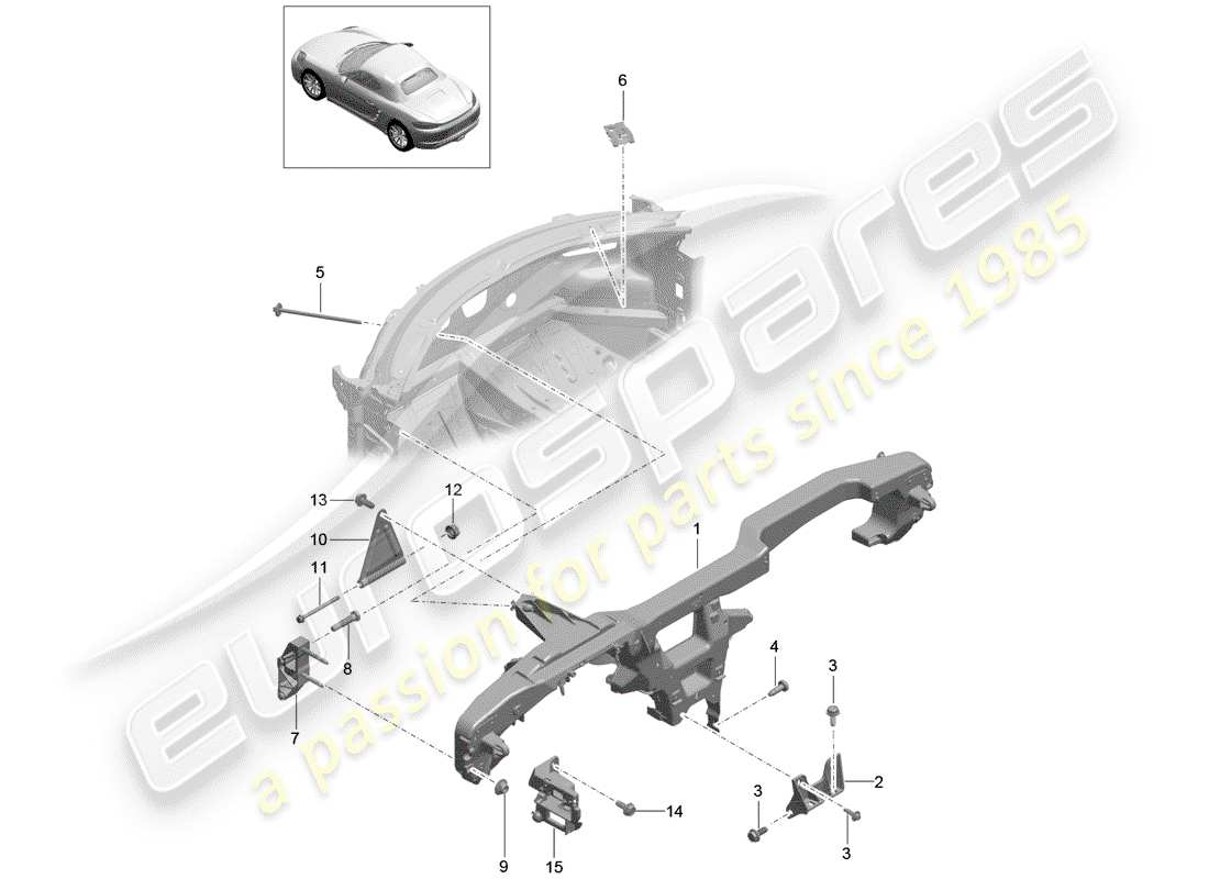 porsche 718 boxster (2017) retaining frame part diagram