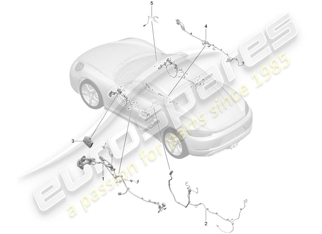 porsche 718 cayman (2019) wiring harnesses part diagram