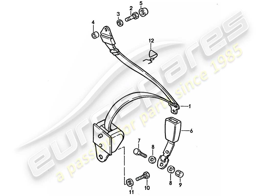 porsche 928 (1992) seat belt part diagram