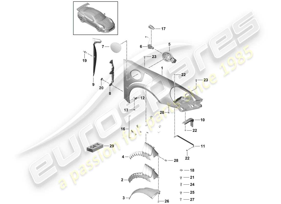 porsche 991r/gt3/rs (2019) fasteners part diagram