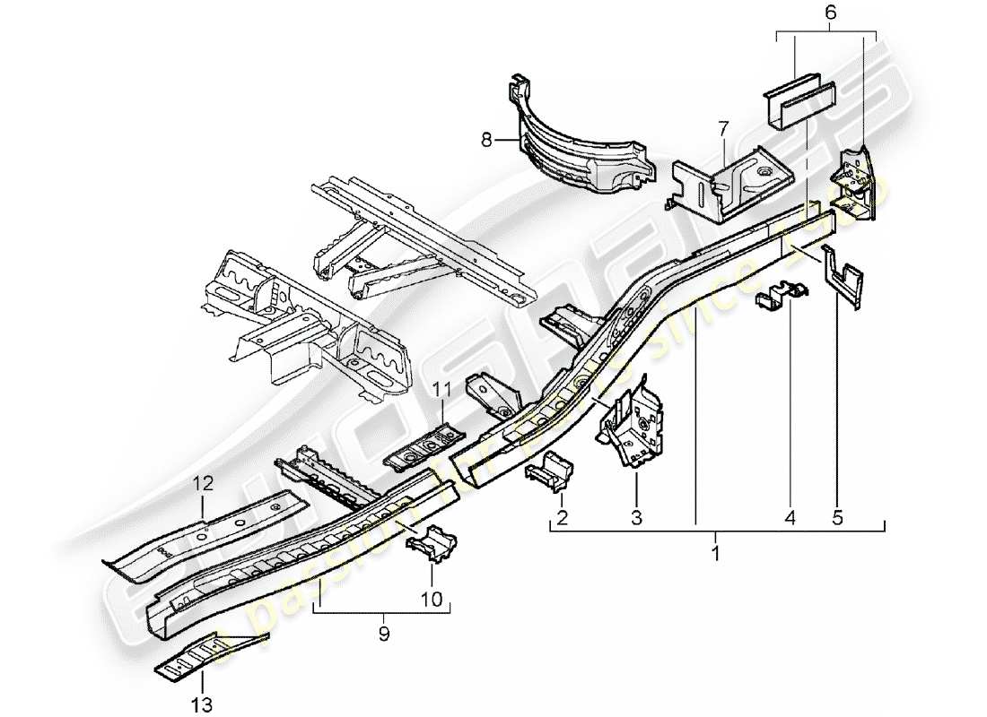 porsche cayenne (2006) frame part diagram