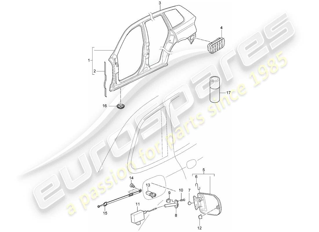 porsche cayenne (2003) side panel part diagram