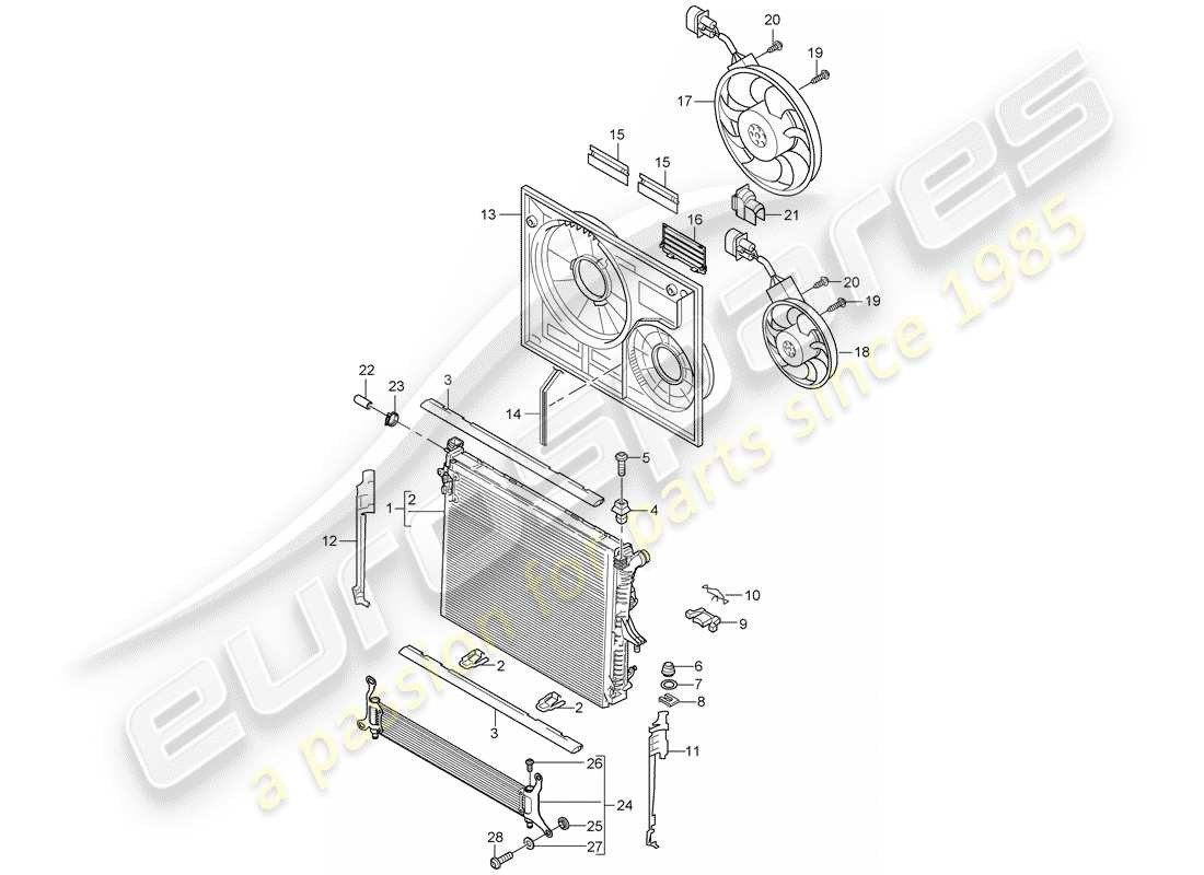 porsche cayenne (2009) water cooling 3 part diagram