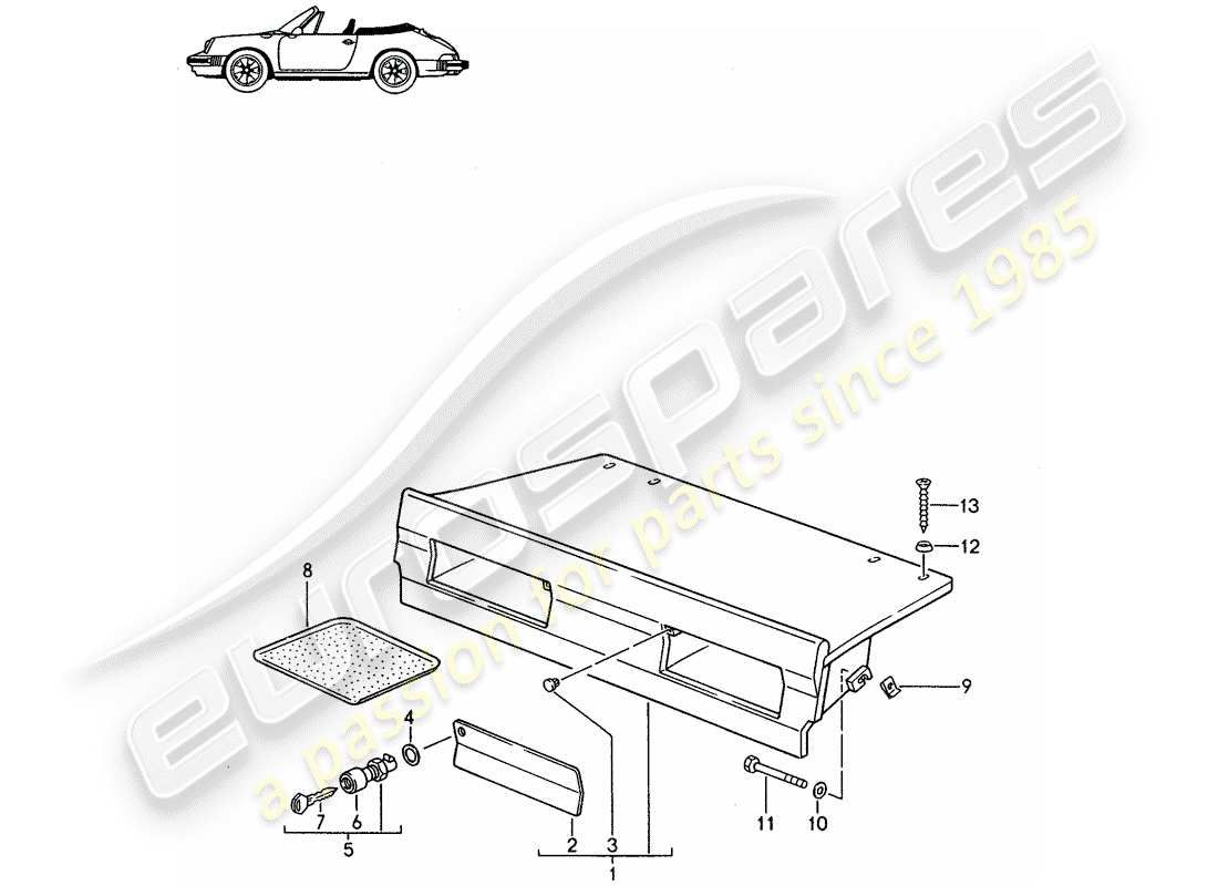 porsche seat 944/968/911/928 (1985) luggage rack - - d - mj 1985>> - mj 1986 part diagram