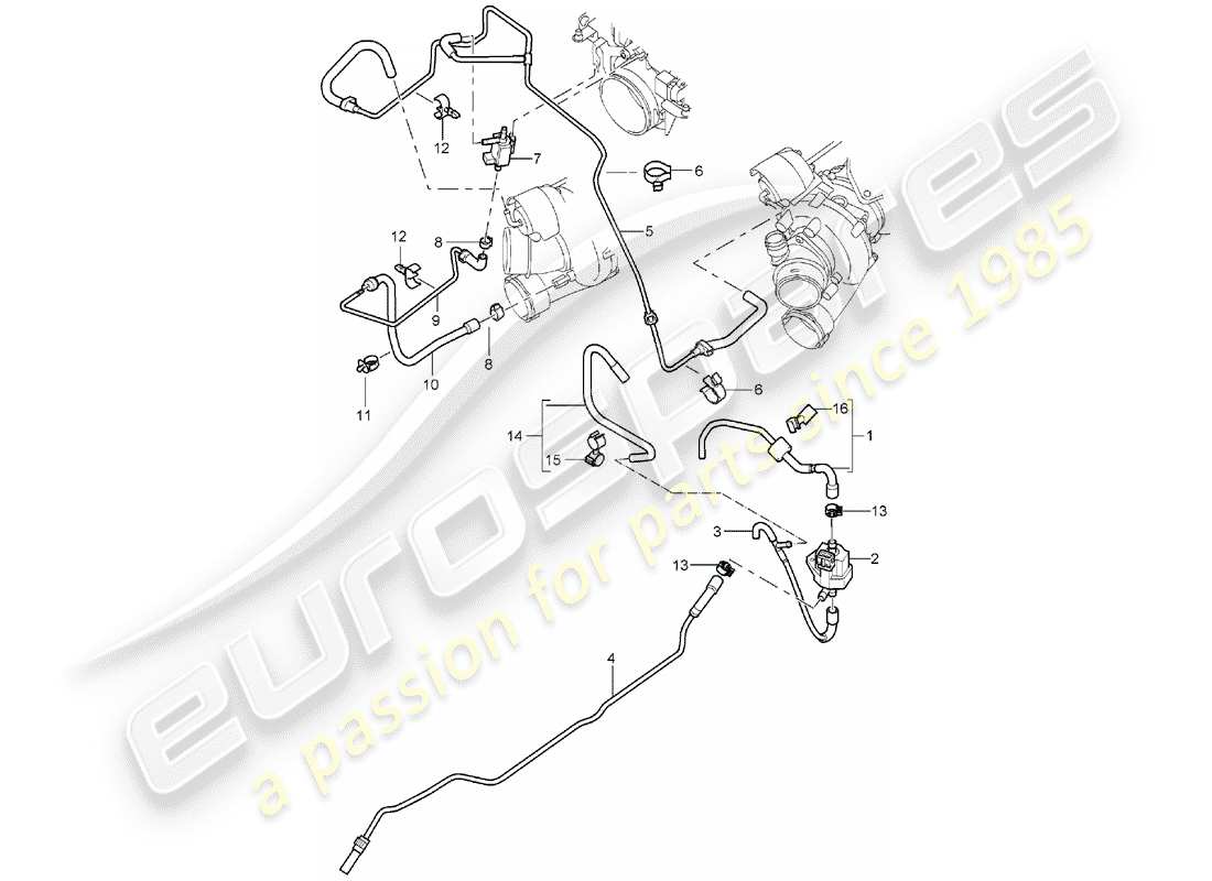 porsche cayenne (2006) exhaust gas turbocharger part diagram