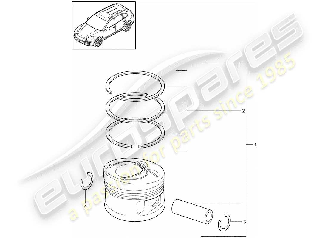 porsche cayenne e2 (2017) piston part diagram