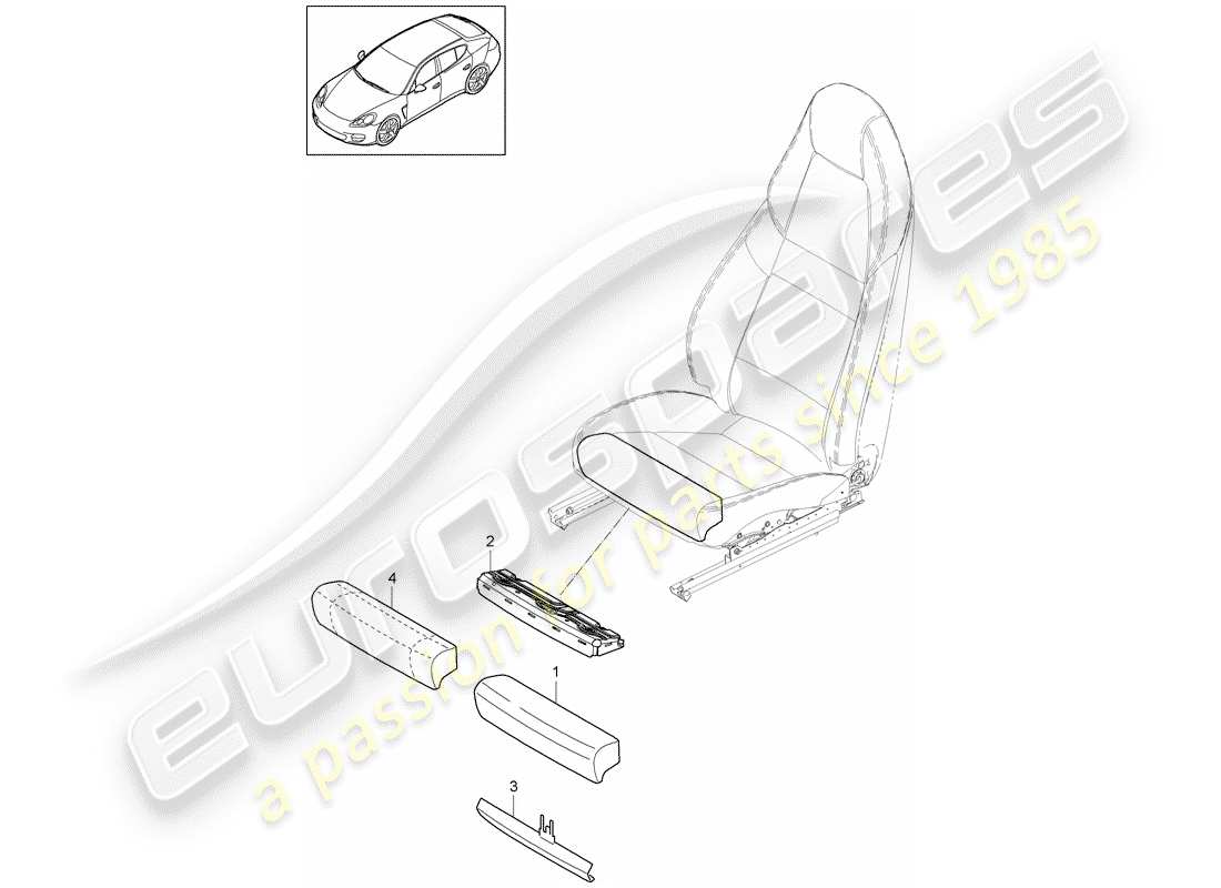 porsche panamera 970 (2015) seat cushion part diagram