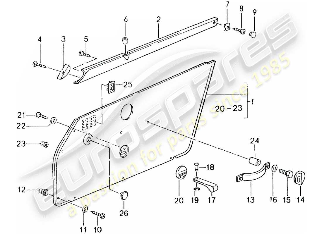 porsche 964 (1993) interior equipment - doors part diagram