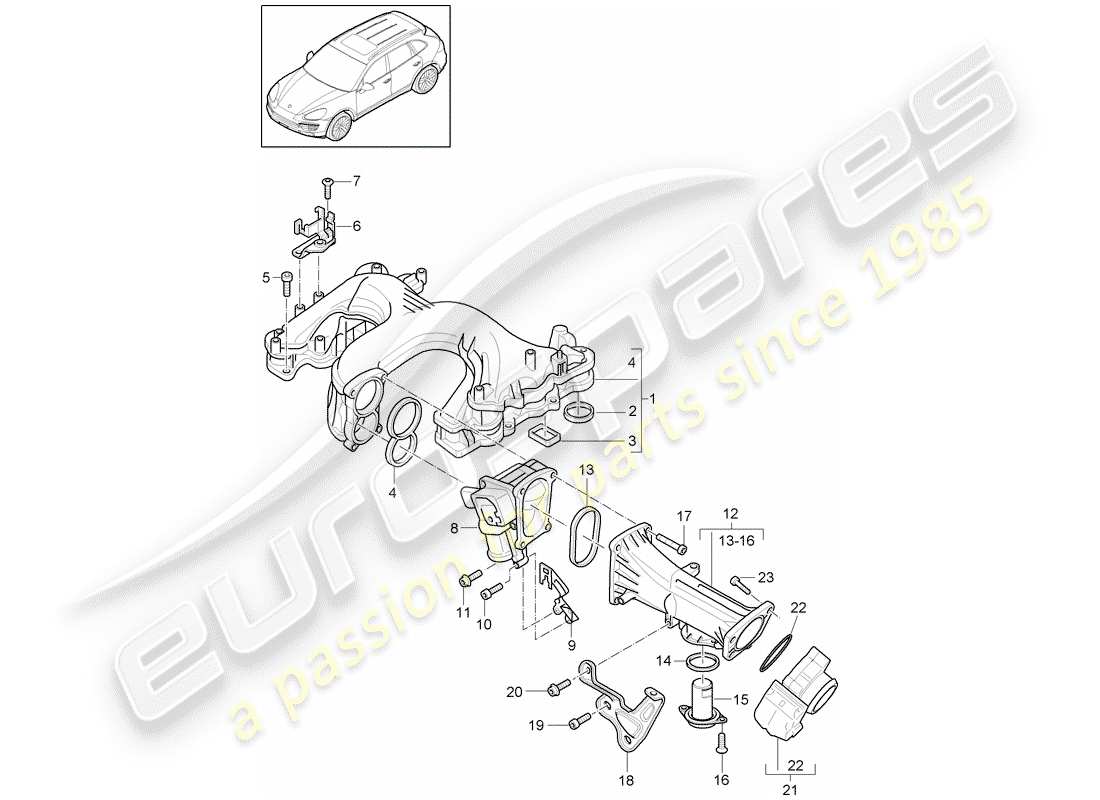 porsche cayenne e2 (2016) intake manifold part diagram