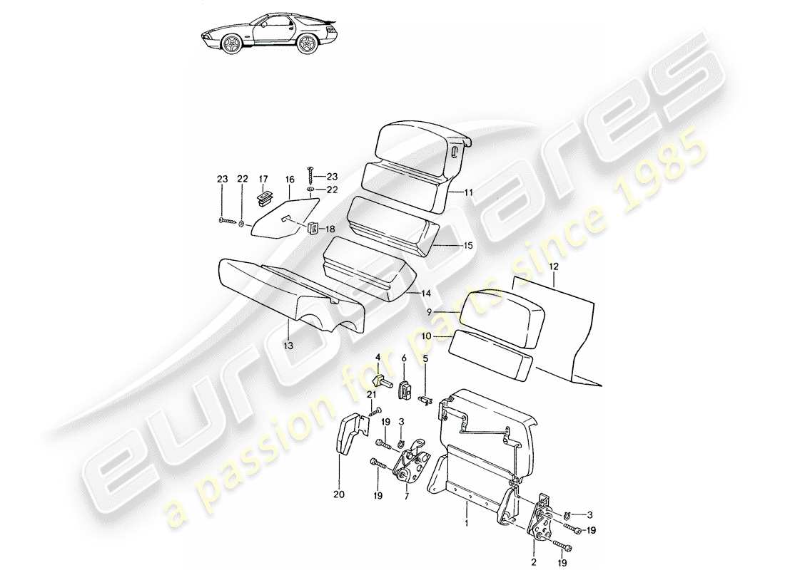 porsche seat 944/968/911/928 (1998) emergency seat backrest - - d - mj 1987>> part diagram