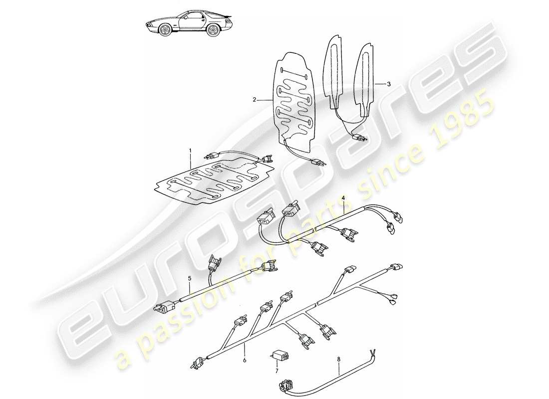 porsche seat 944/968/911/928 (1998) sitzheizung - wiring harnesses - switch - d - mj 1987>> part diagram