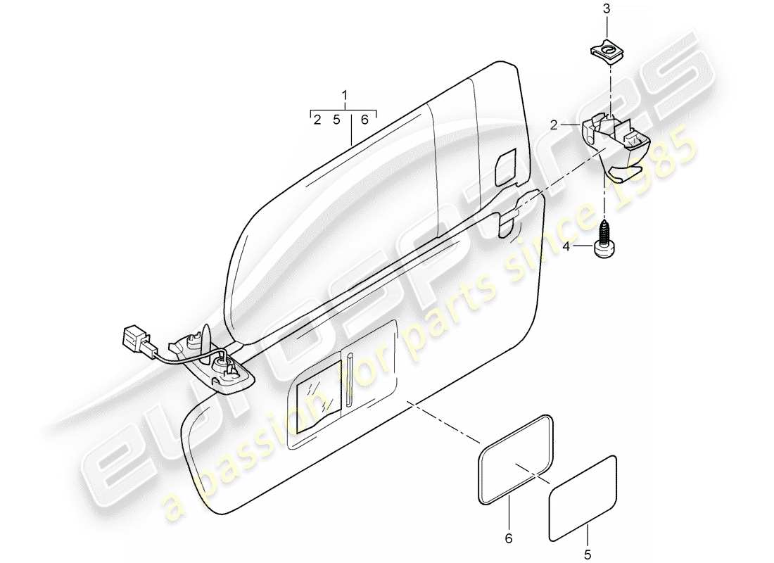 porsche cayenne (2009) sun vizors part diagram