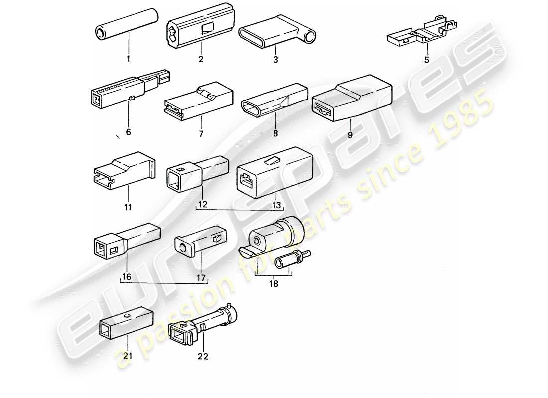 porsche 944 (1990) butt connector - connector housing - single pole part diagram