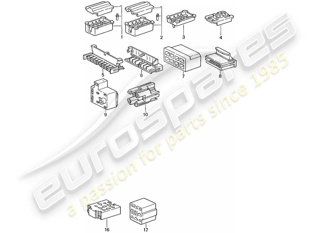 porsche 944 (1989) connector housing - 8-pole - 9-pole part diagram