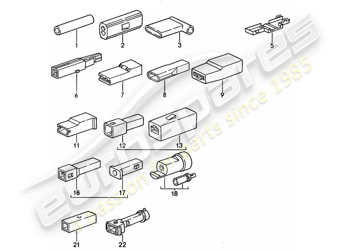 porsche 968 (1995) butt connector - connector housing - single pole part diagram