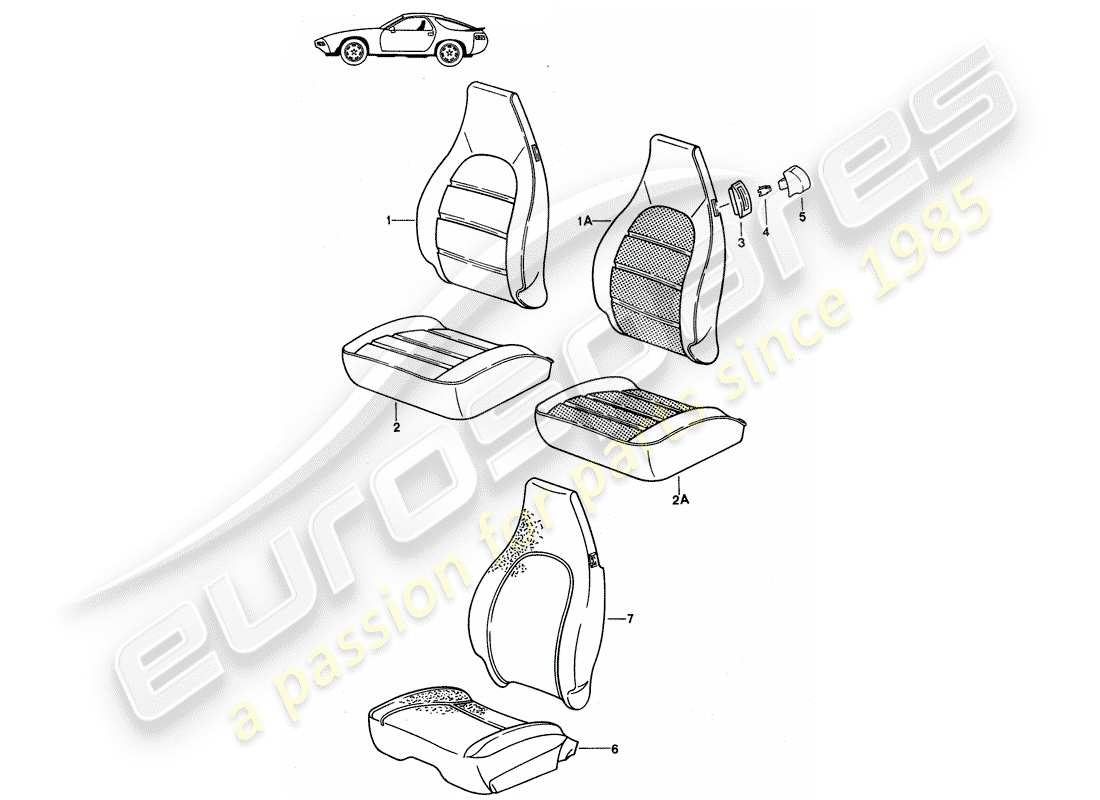 porsche seat 944/968/911/928 (1998) cover - front seat - d - mj 1987>> part diagram