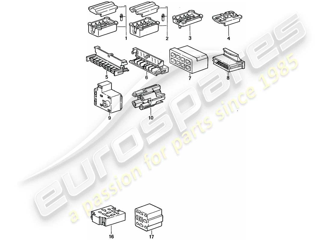 porsche 968 (1995) connector housing - 8-pole - 9-pole part diagram