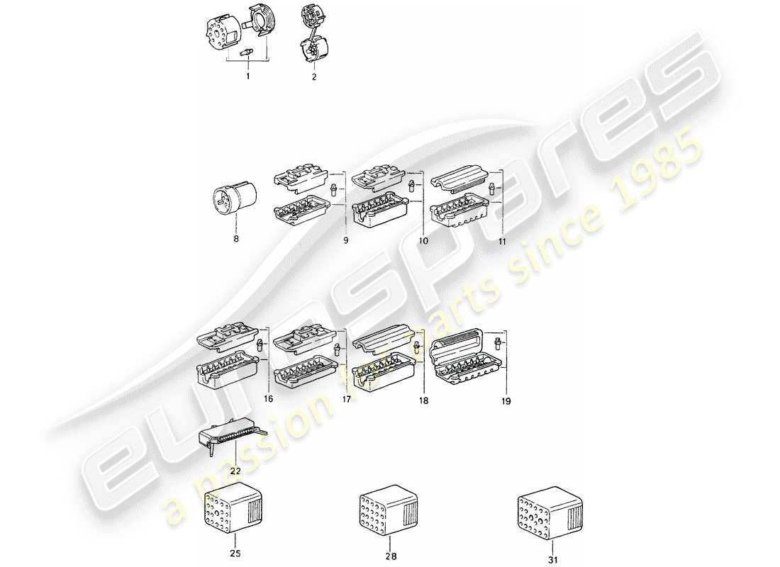 porsche 964 (1993) connector housing part diagram