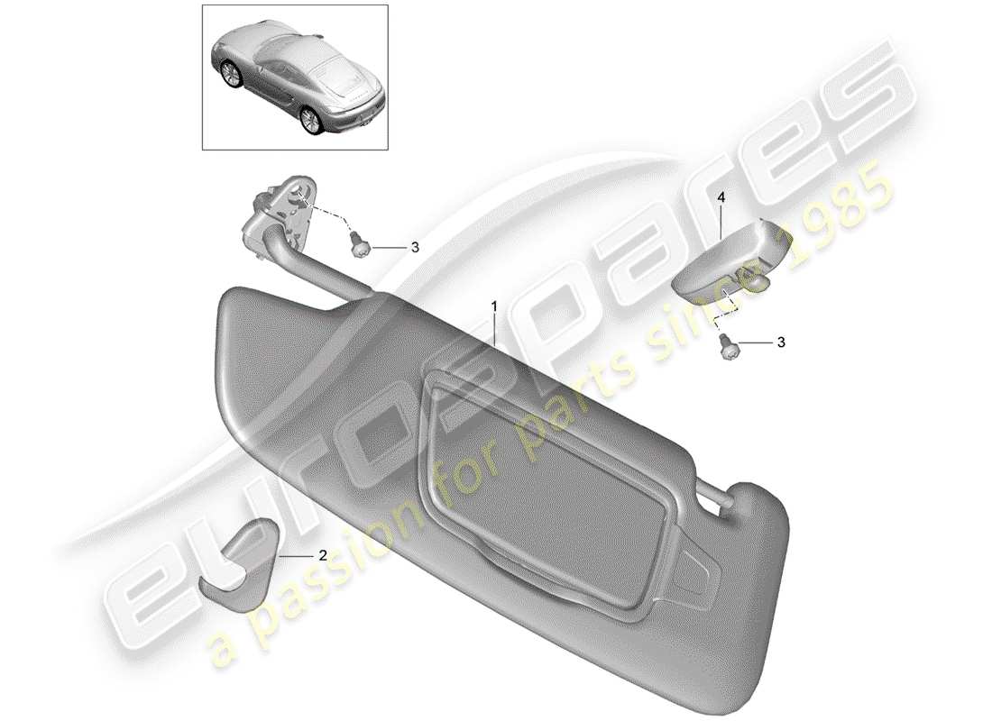 porsche cayman 981 (2015) sun vizors part diagram