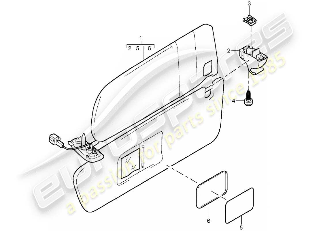 porsche cayenne (2006) sun vizors part diagram