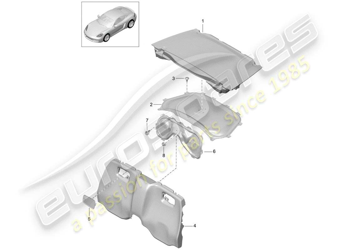 porsche 718 cayman (2020) trims part diagram