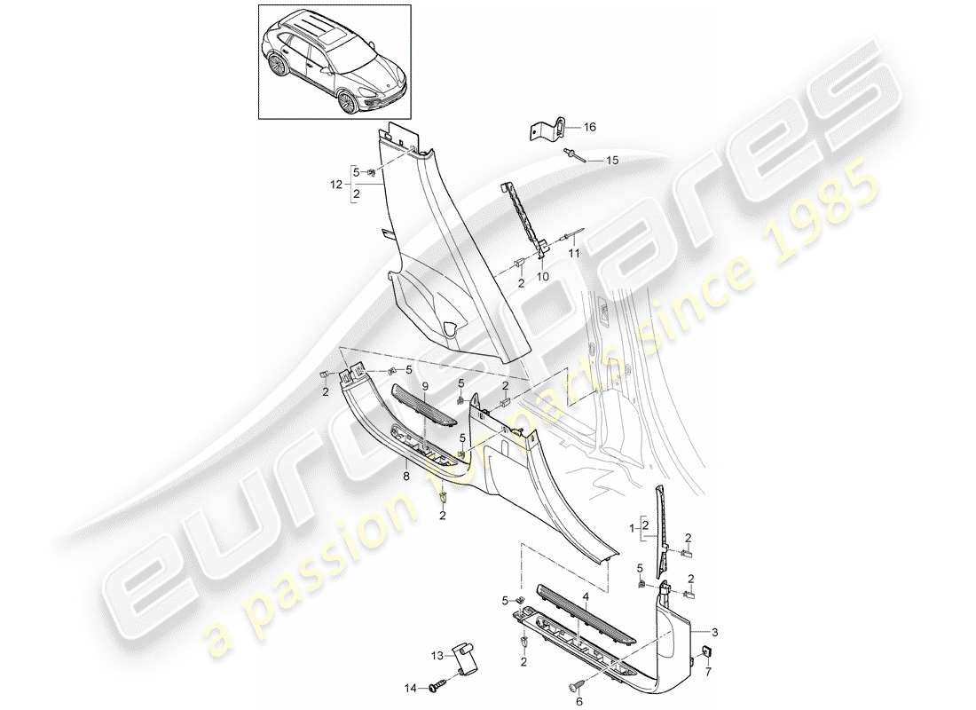 porsche cayenne e2 (2016) lining part diagram