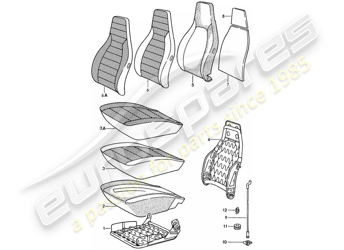 porsche 928 (1979) front seat - single parts - d - mj 1980>> part diagram