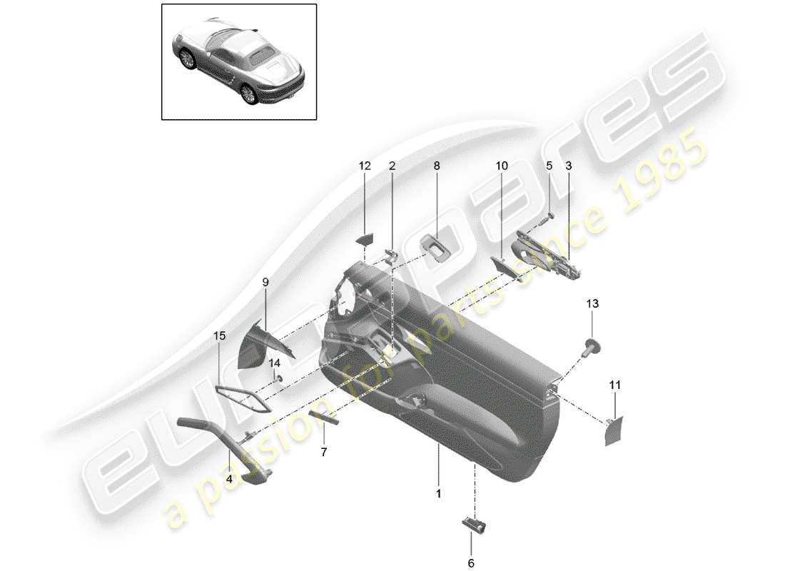 porsche 718 boxster (2020) door trim part diagram