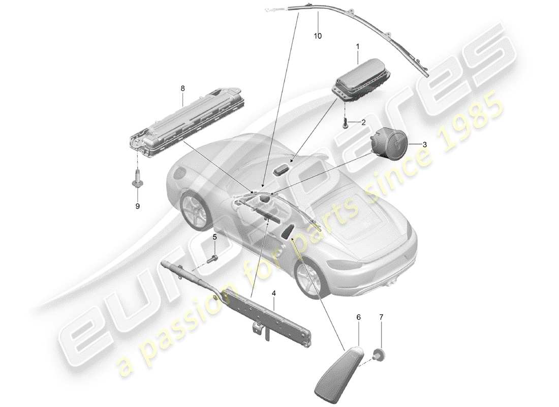 porsche 718 cayman (2019) airbag part diagram