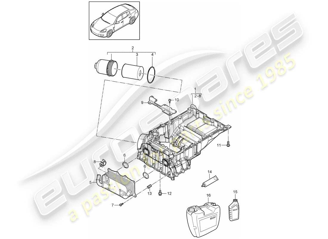 porsche panamera 970 (2010) oil-conducting housing part diagram