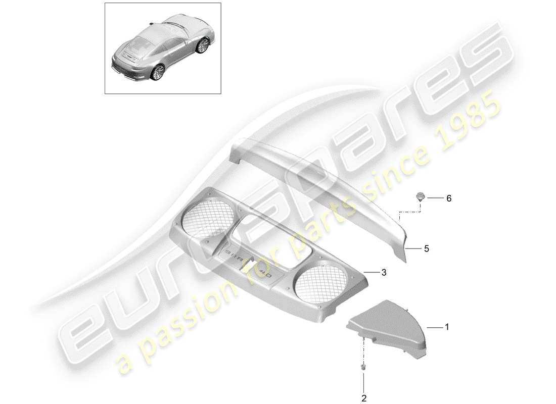 porsche 991r/gt3/rs (2018) lining part diagram