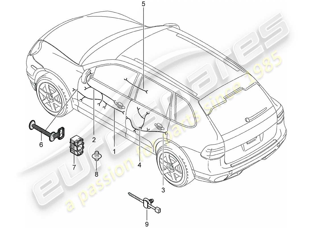 porsche cayenne (2010) wiring harnesses part diagram