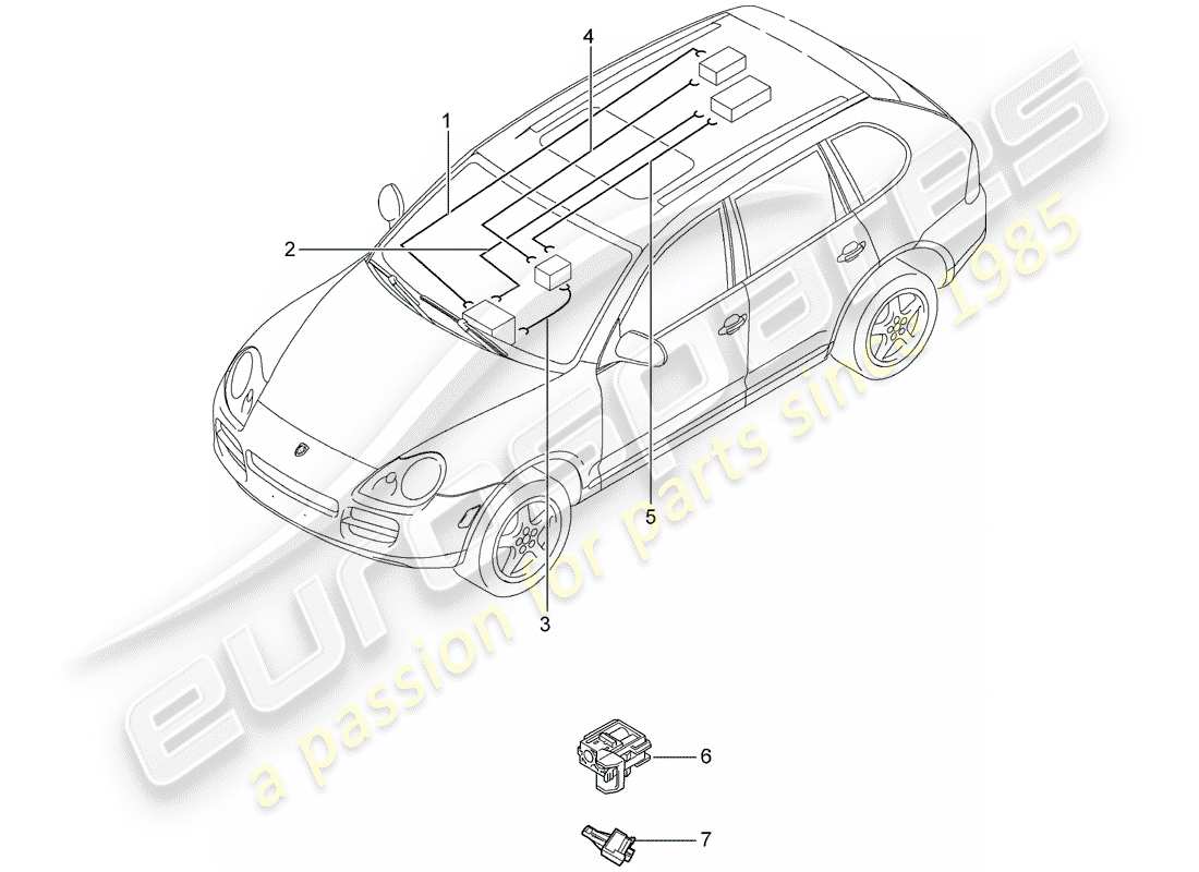 porsche cayenne (2006) light fibre optic part diagram