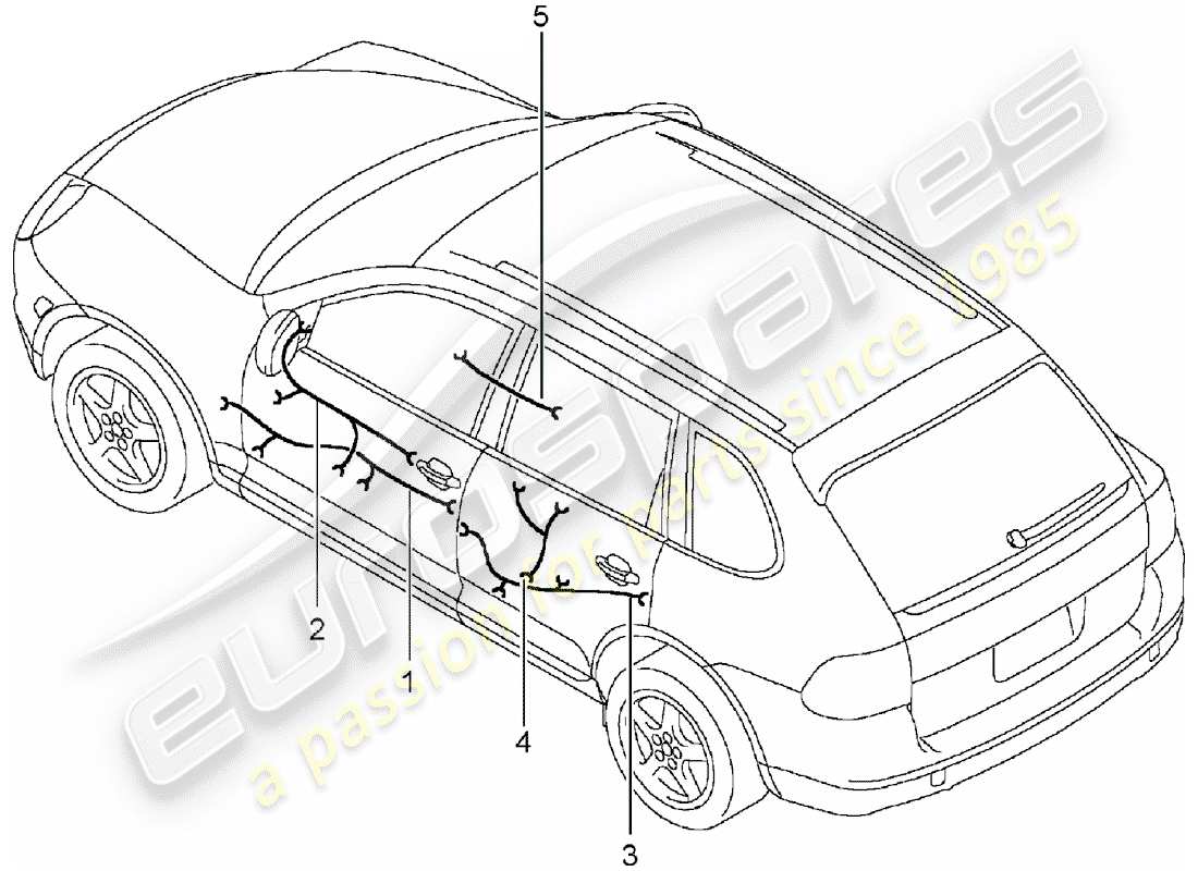 porsche cayenne (2006) wiring harnesses part diagram