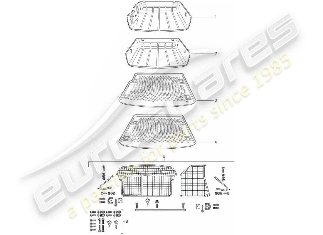 porsche tequipment cayenne (2020) luggage compartment liner part diagram