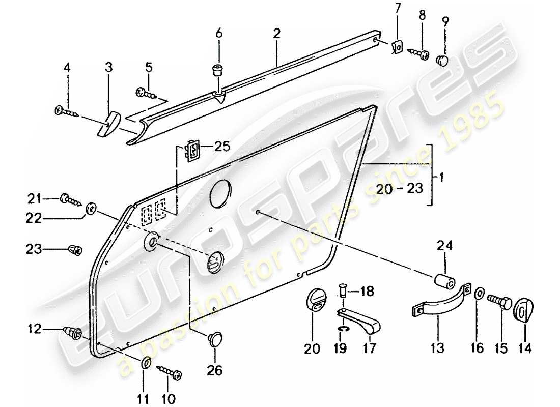 porsche 993 (1998) interior equipment - doors part diagram