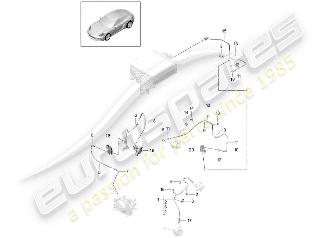 porsche 718 cayman (2020) control line part diagram