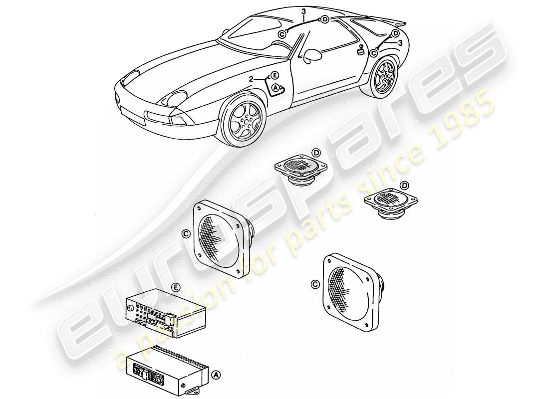 porsche 928 (1992) harness - loudspeaker part diagram