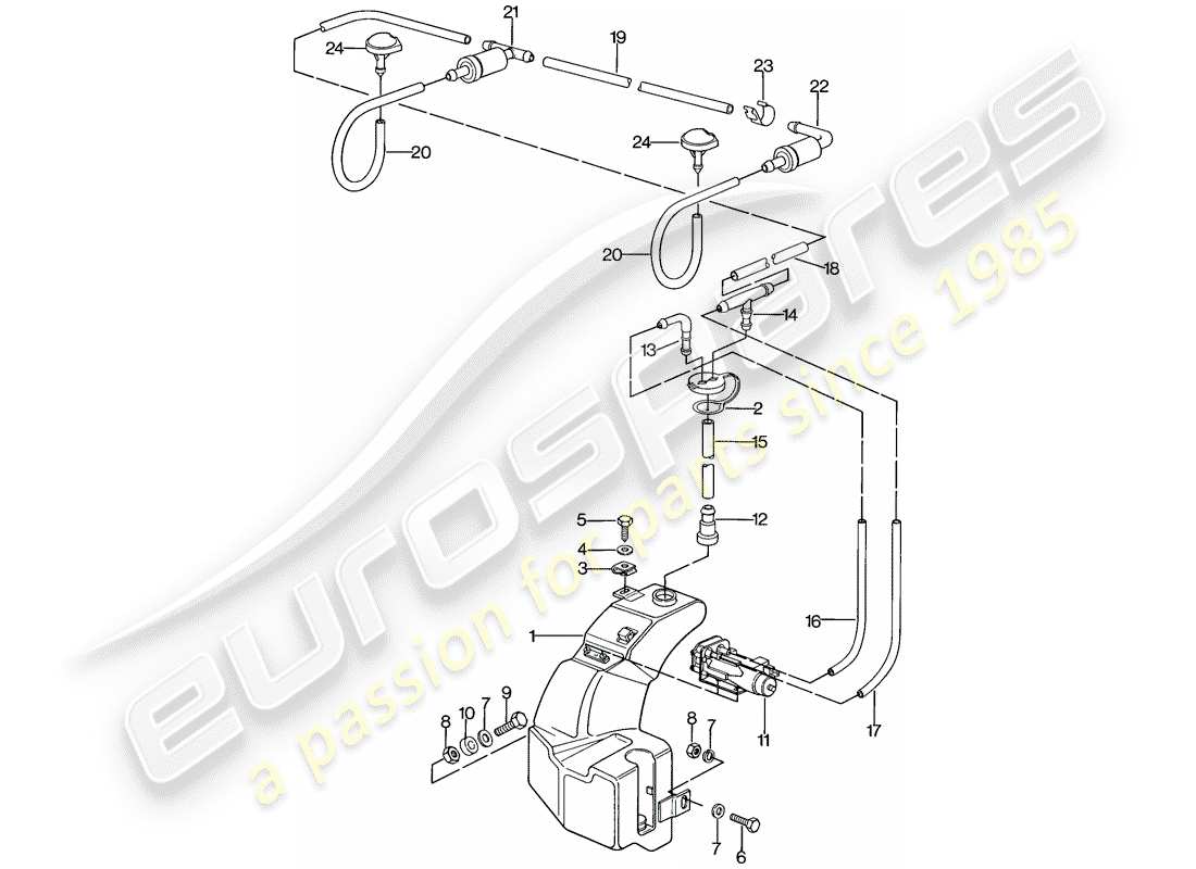 porsche 924 (1978) windshield washer unit - d - mj 1979>> - mj 1979 part diagram